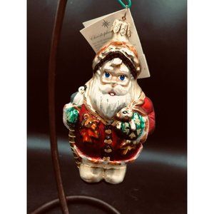 Christopher Radko “Frosty Leaf” Junior Santa Vintage Glass Christmas Ornament